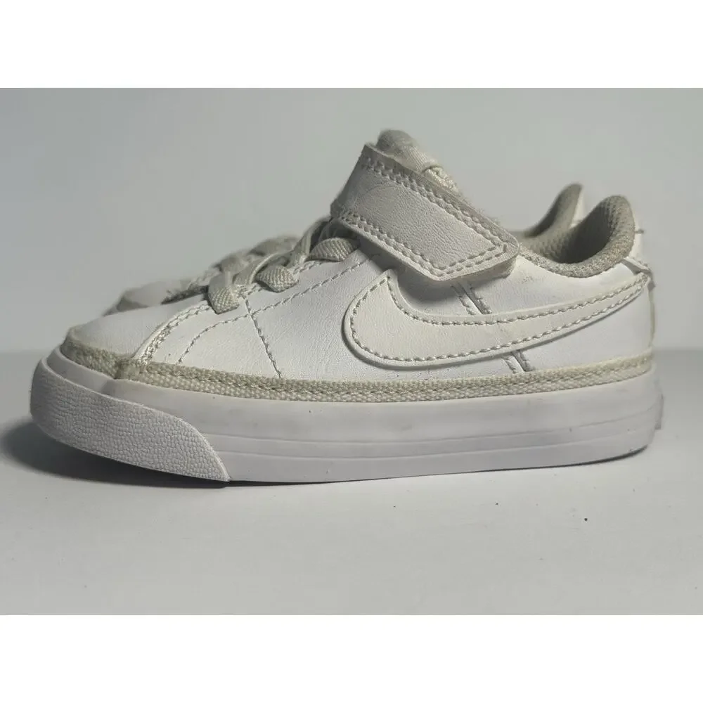 Nike Court Borough Low 2 TDV White Hook Loop Toddler Shoes Size 6C DA5382-104